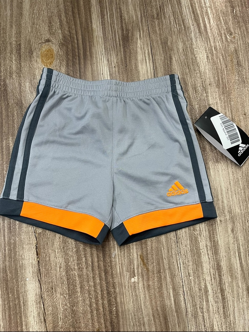 adidas Gray Athletic Shorts with Orange Trim
